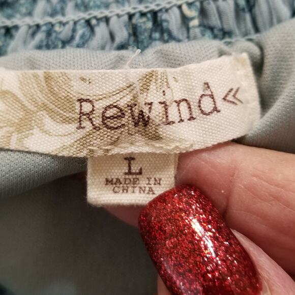 Rewind Junior's Blue Tiered Flutter Sleeve Smocked Neckline Dress Size Large - Picture 5 of 6